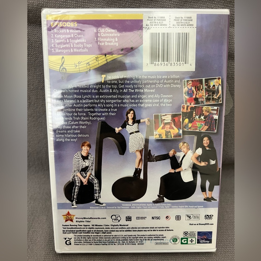❤️3/$30 Disney Austin & Ally L Sleeve T-Shirt Black & “All the Write Moves” DVD - Picture 7 of 7
